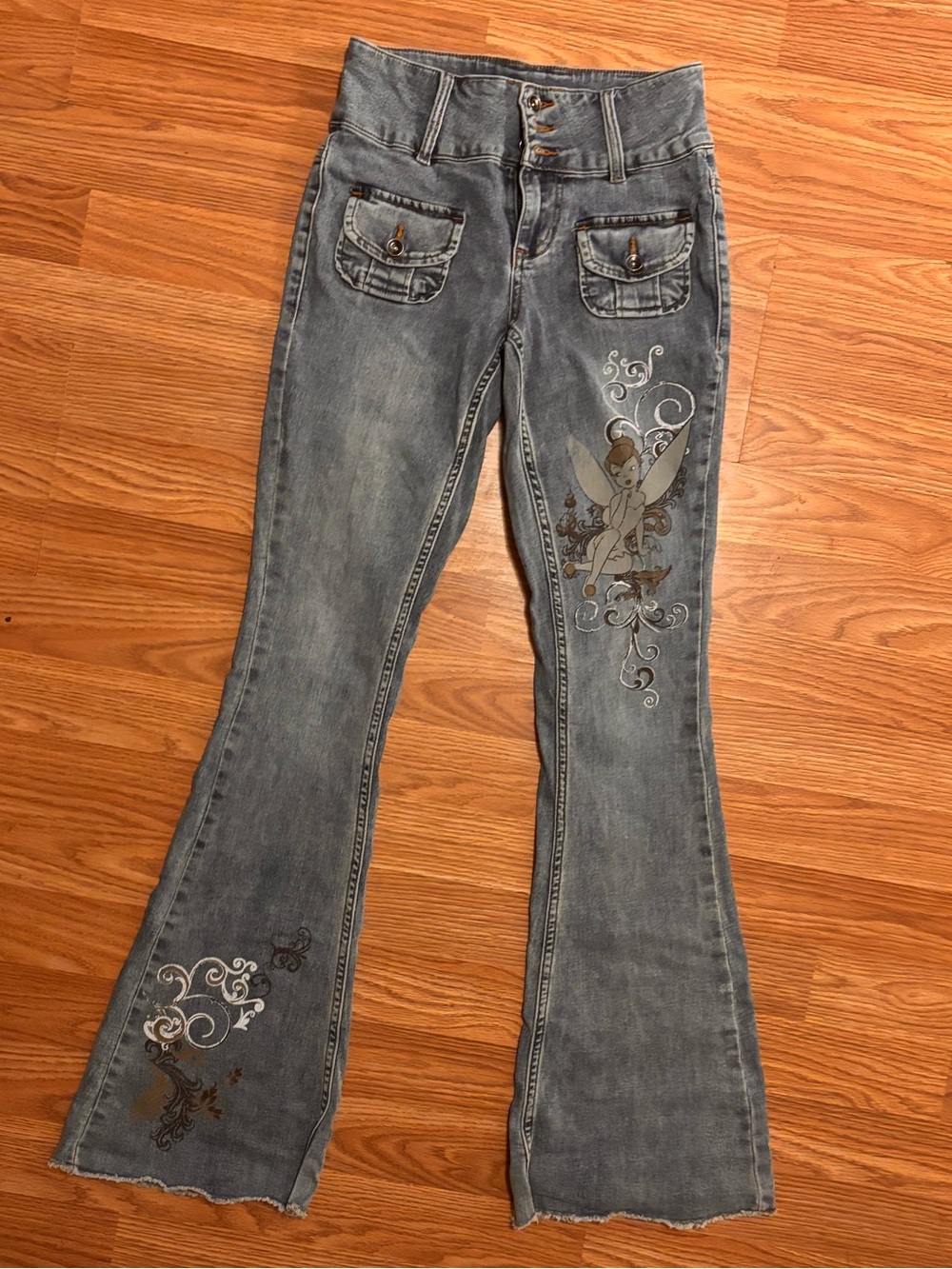 Disney Light Blue Embroidered Flare Jeans